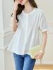 Asymmetrical Pleated Short-Sleeve Shirt - 2026 Summer Loose Round Neck Top