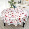 Pvc Flower Printed Round Tablecloth with Lace American Country Waterproof Table Cover Anti-Stain Furniture Protector for Party