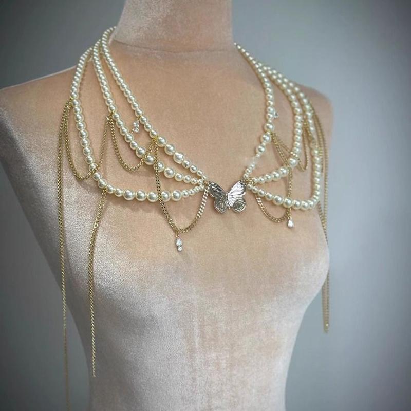 Fashionable Butterfly Tassels Waist Chain Trendy Sweet Body Chain For Women Girls Elegant Waist Chain Clothing Accessories Gifts