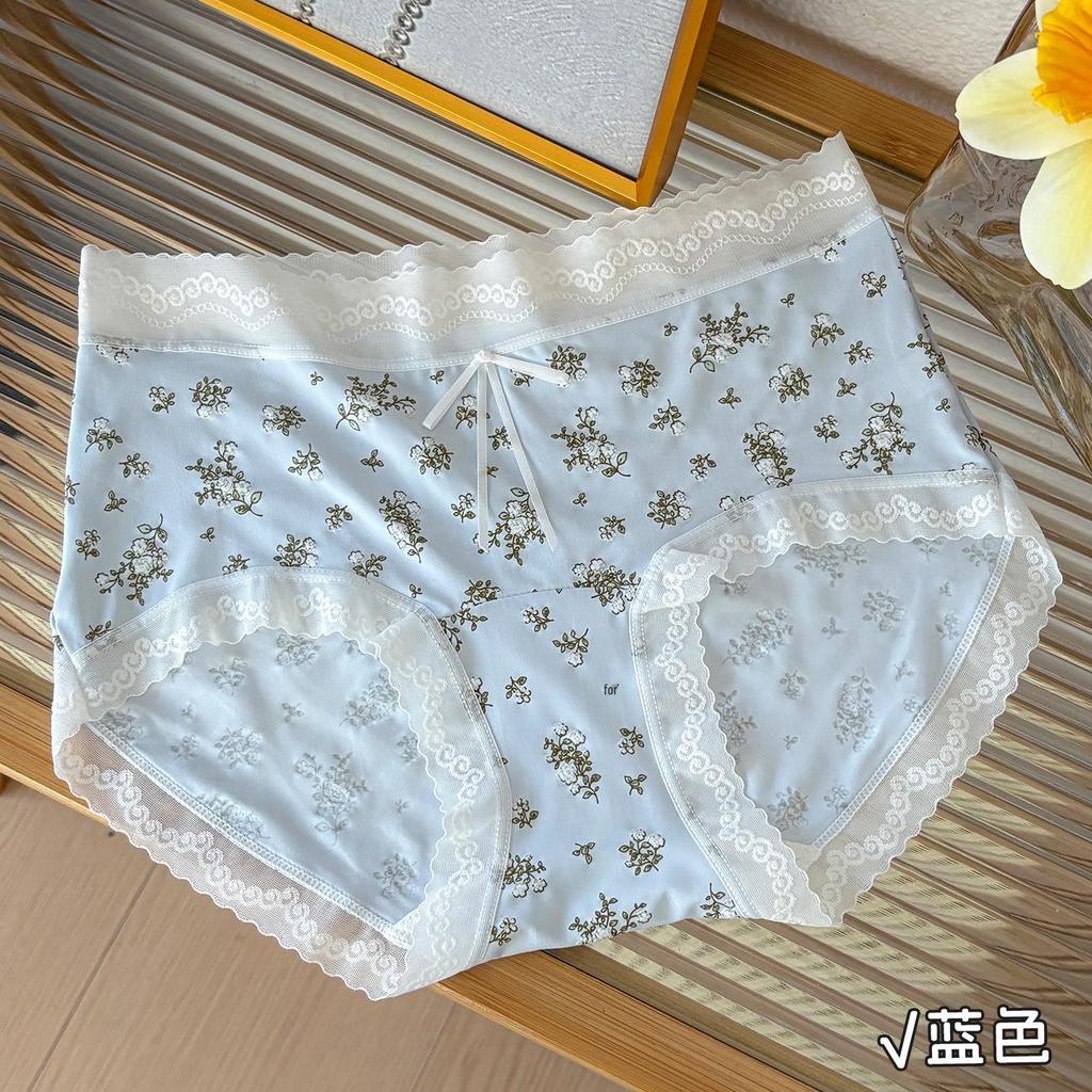 Sweet Floral Lace Trim Panties for Girls: Comfortable, Breathable, Skin-Friendly, Mid-Rise Briefs with Extended Crotch