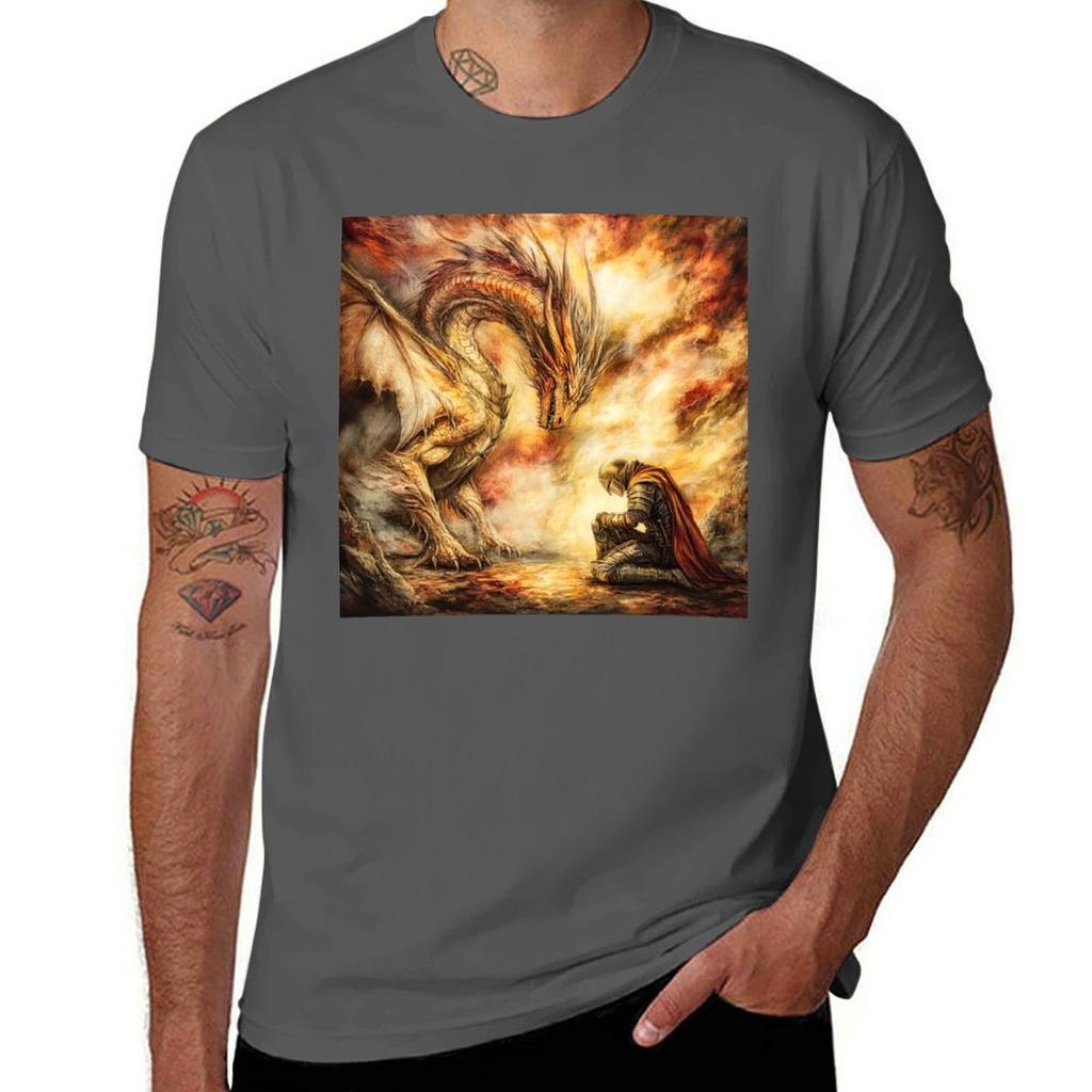 Dragon And Knight Devotion Tshirt Sporty Breathable Short Sleeve Tshirt