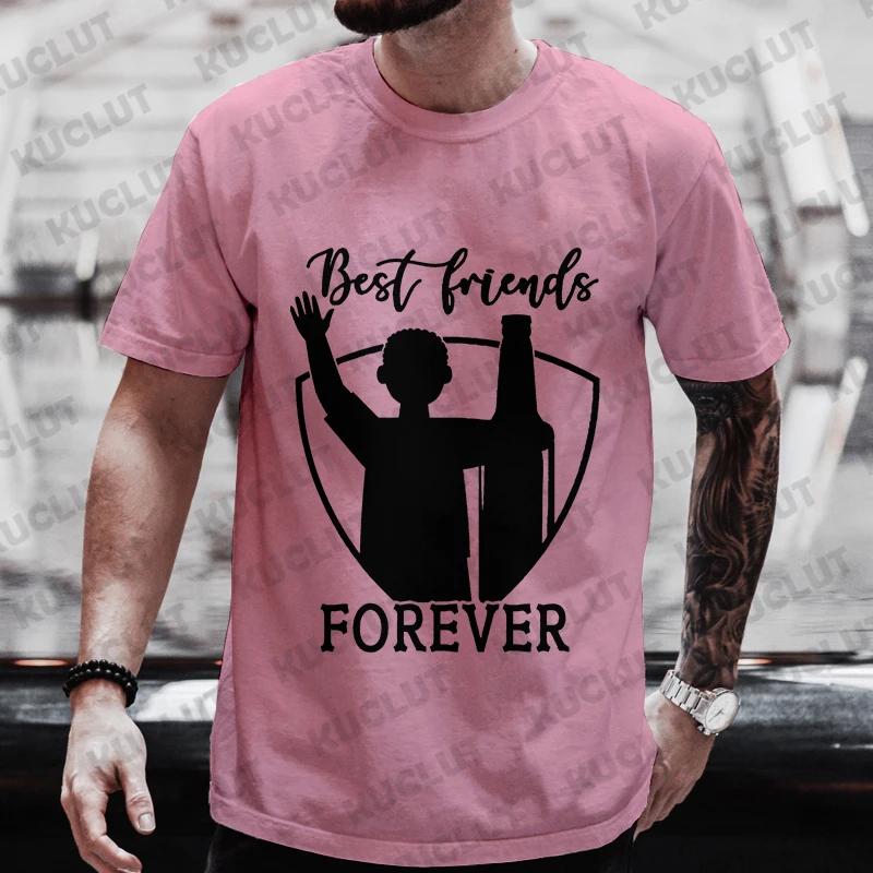 Men T Shirt Best Firends Forever Graphic Y2k Clothes Beer DAY Drinking Party Tops Oversized Outfit Streetwear Short Sleeve Tees