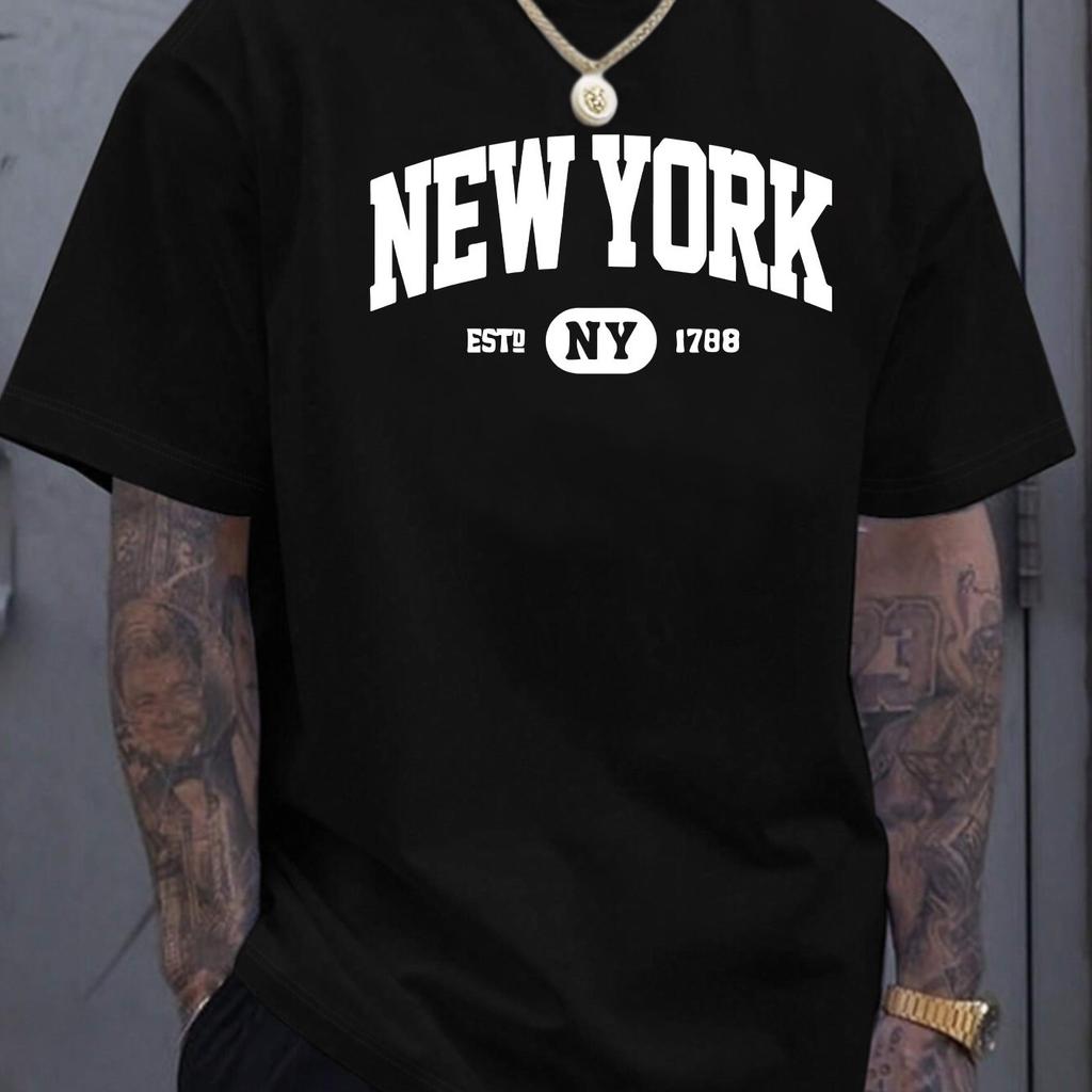 100 Pure Cotton Unisexs Casual Loose And Fashionable New York Letter Printed Sports Breathable Short Sleeved Round Neck Tshirt