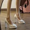 French waterproof table temperament single shoes women's spring and summer 2025 new fashion versatile shallow mouth Mary Jane high heels