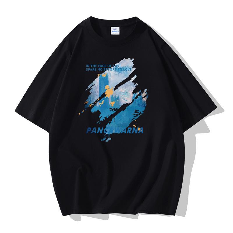 2025 Fashion Men Short Sleeves T-shirt 100% Cotton Casual Tee Large Size