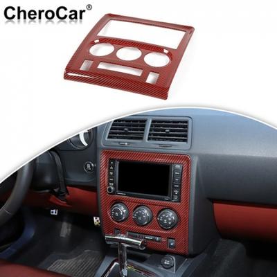 Center Console Navigation GPS Cover Trim For Dodge Challenger 2009-14 Red Carbon
