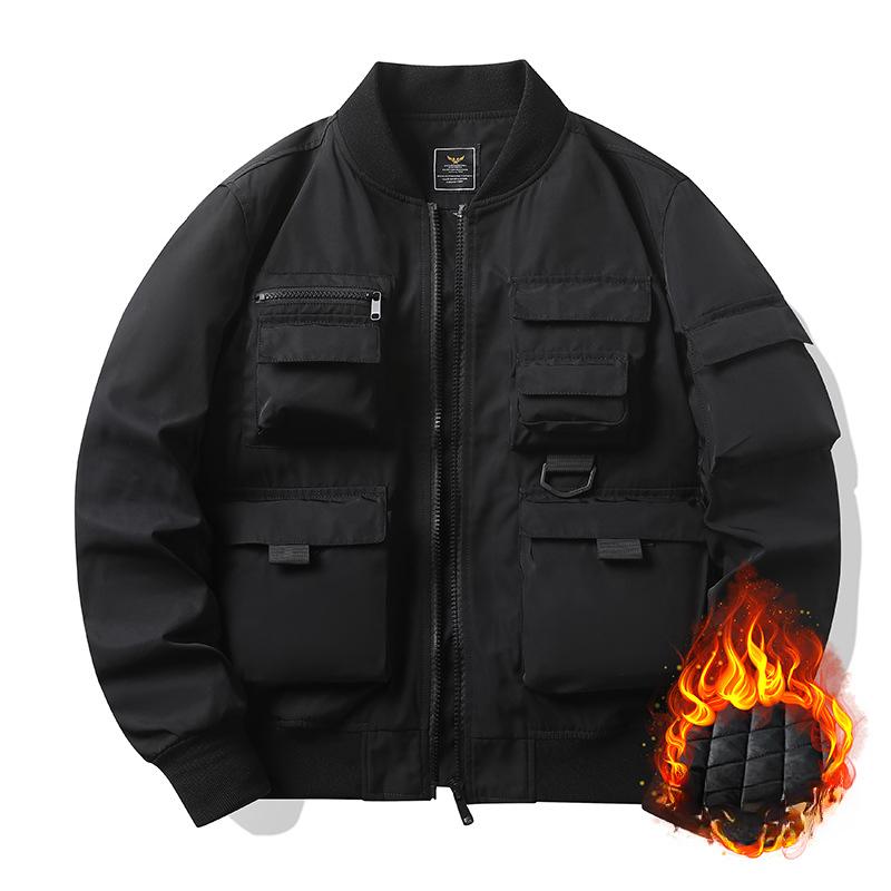 Куртка-бомбер мужская ретро бейсбольная форма многокарманная рабочая куртка — фото 5