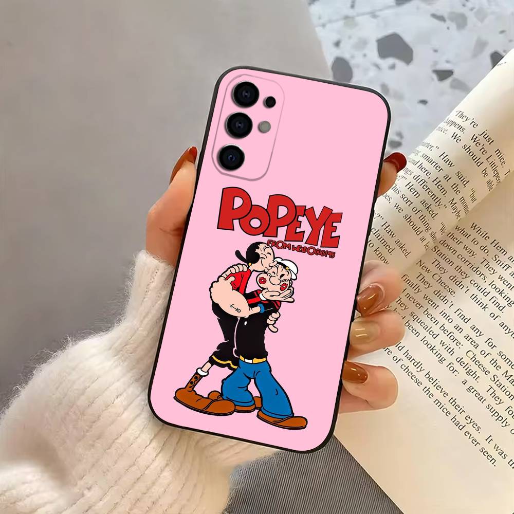 Cartoon funny P-Popeye-es Phone Case For Samsung S25,S24,S21,S22,S23,S30,Ultra,S20,Plus,Fe,Soft Silicone Black Cover