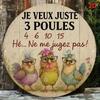 Vintage French Farmhouse Metal Wall Art, Chicken with Glasses Kitchen Decor