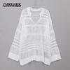 Summer Women's Sunscreen Knit Long Sleeve Cover Up Loose Hollow Mid-Length Cover-ups