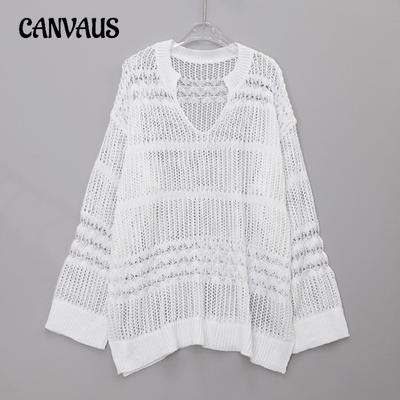 Cache-maillot à manches longues en tricot pour femme, ample, ajouré, mi-long, protection solaire, été