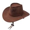 New Artificial Suede Western Cowboy Hat Tibetan Style Curved Brim Top Hat Soft Ethnic Jazz Fedora Hats Outdoor Riding