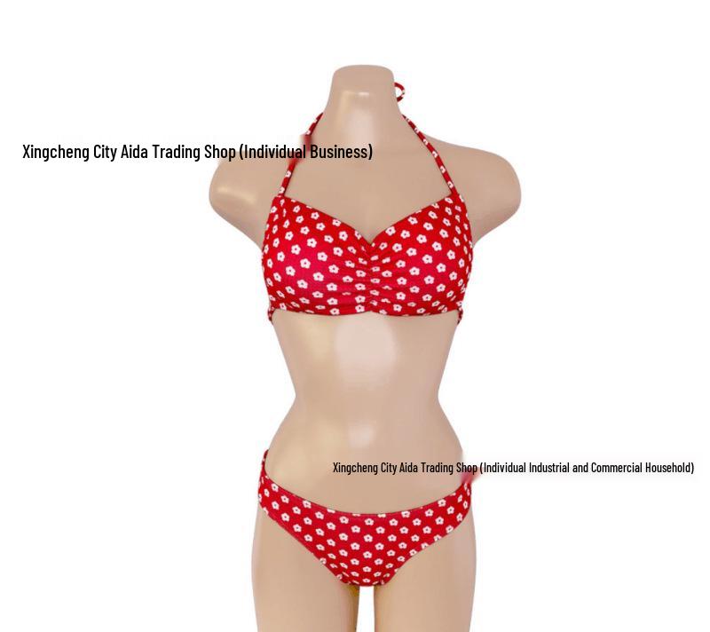 Thailand Sexy Print Bandeau Holiday Swimsuit Set for Women