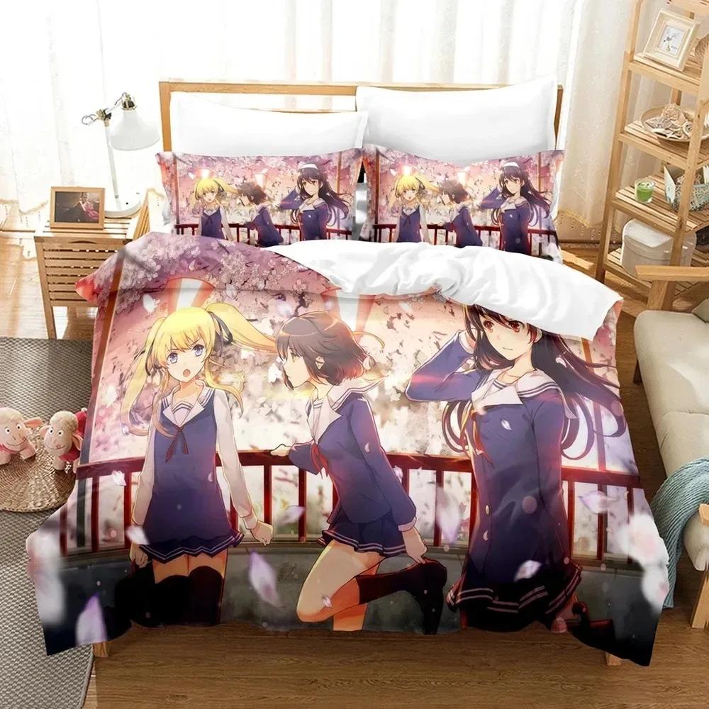 Anime Saekano Megumi Eriri Bedding Set Boys Girls Twin Queen Size Duvet Cover Pillowcase Bed Boys Adult Home Textileextile