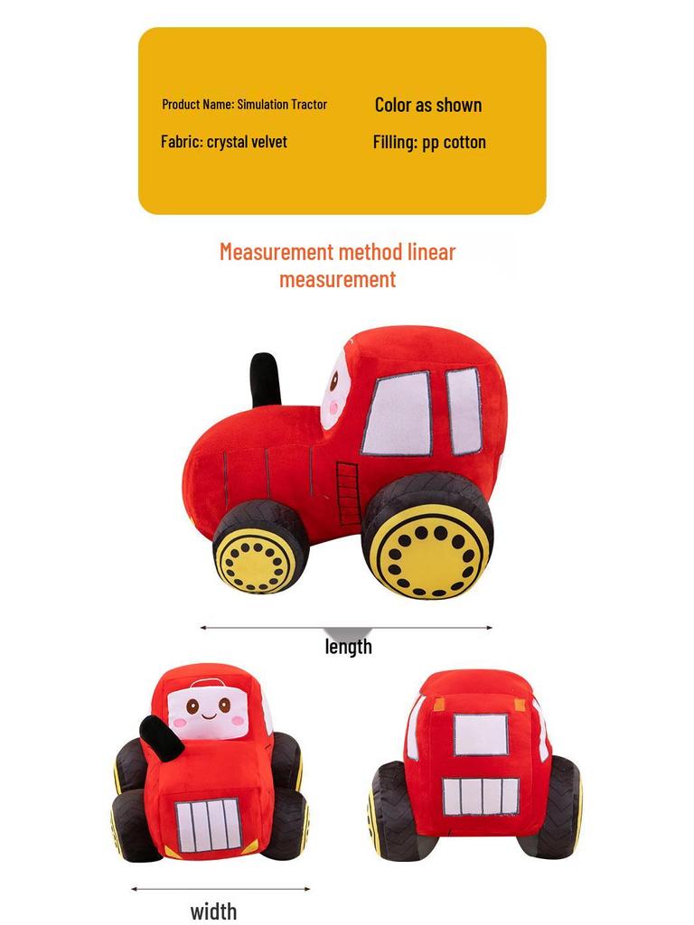 Cartoon Tractor Plush Toy Bedtime Comfort Pillow for Kids