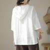 Short-sleeved T-shirt New Cotton and Linen Women's Top Hoodie Loose Simple Literary Original Slimming Women's T-shirt Women