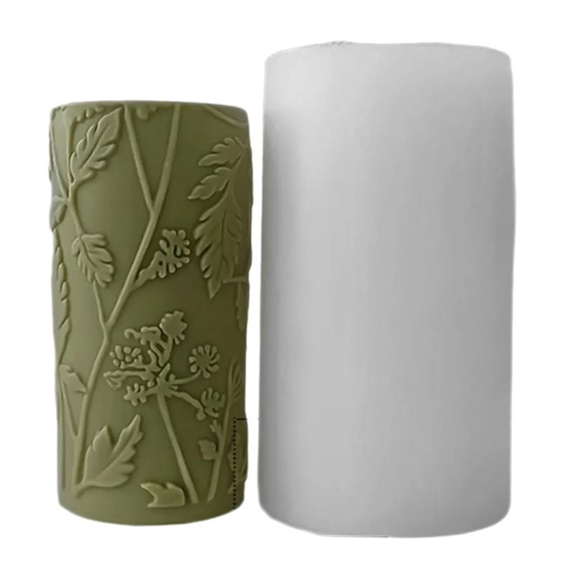 Silicone Candle Mould For Craft Star Embossed Cylinder Shape Reusable Home Decoration Candle Making Tool