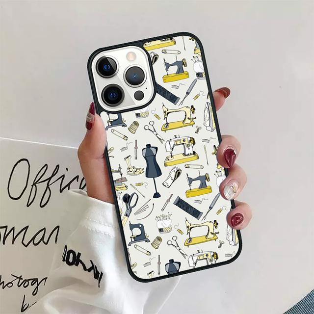 Sewing Scissors Buttons Phone Case Cover For iPhone 17 Air 15 16 14 13 12 Pro Max 11 Pro Max Plus Coque Shell