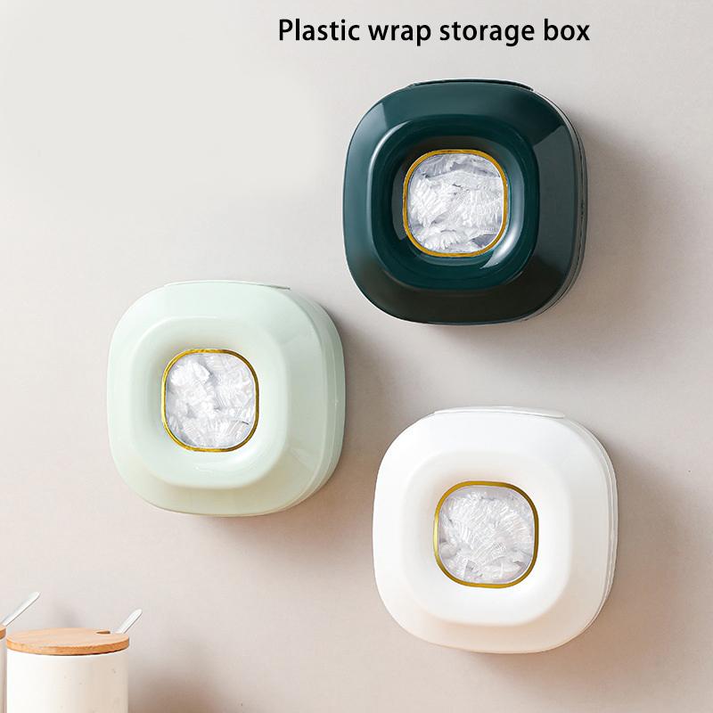 Plastic Wrap Storage Box Removable Wall-Mounted Home Kitchen Non-Punching Plastic Bag Cover Box