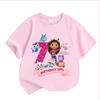 Tricou cu Număr de Ziua de Naștere din Casa de Păpuși a lui Gabby pentru Fete Alb Roz cu Mânecă Scurtă Topuri Bumbac Vară Casual Accesorii Petrecere Tee