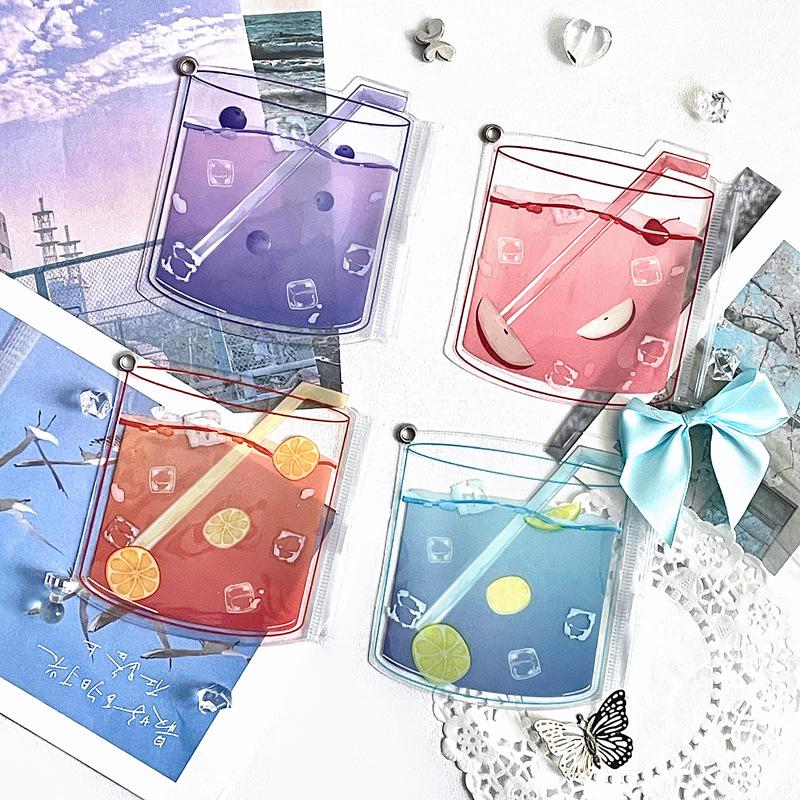 1Pc Kawaii Summer Drink Badge Holder for 58~75mm Anime Baji Display Storage Bag Dust-proof Protective Case Cute Backpack Pendant