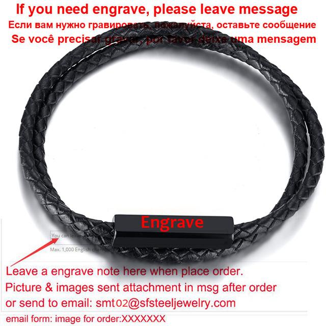 Personalized Leather Braided Bracelet for Men Women Customized Name Engrave Bangle 19cm 21cm