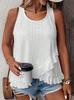 1116 Summer Ladies Elegant Solid Color, Court Flower Eyes Embroidered Asymmetrical Flowerleaf Hoop Vest