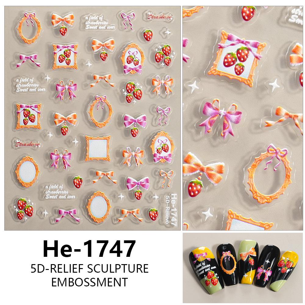 Redanco 5D Embossed Cartoon Lace Floral Photo Frame Nail Art Stickers