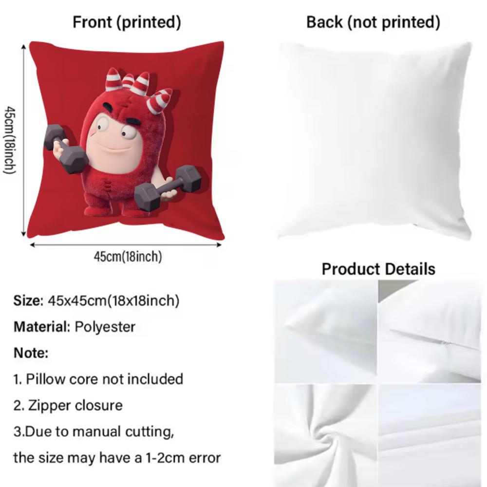 Popular Cartoon Oddbods Cushion Cover Soft & Easy-Wash Pillow Case – Versatile For Couch, Bed, Travel And Office