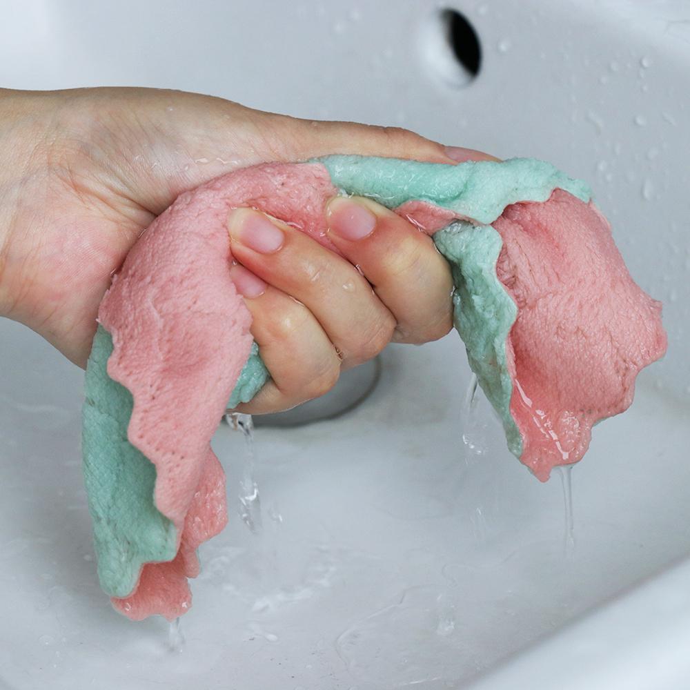 Household Microfiber Super Absorbent Cleaning Towel Scouring Pad Non-stick Oil Rags Clean Cloths