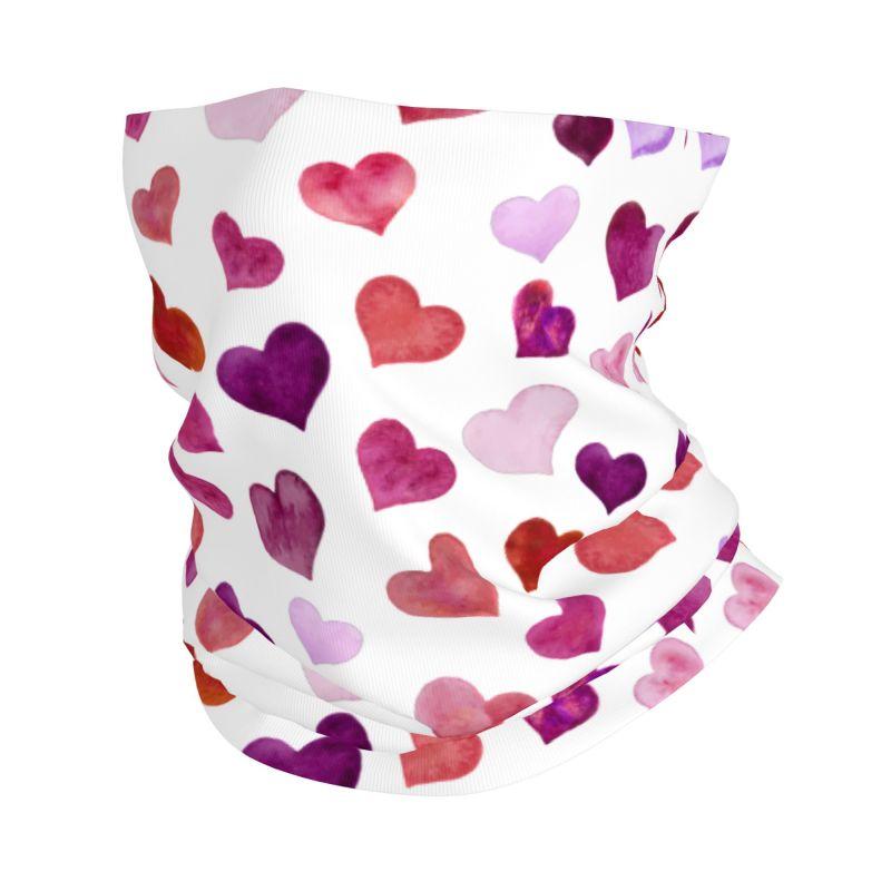 Pink Red Love Hearts Bandana Neck Warmer Women Men Hiking Camping Tube Mask Scarf Motorcycle Headband Gaiter Face Cover