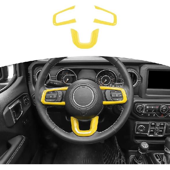 RT-TCZ For Wrangler JL Steering Wheel Trim Decal Panel Green For Jeep Wrangler JL JLU Gladiator JT 2018-Present Green Interior Accessories 3Pcs