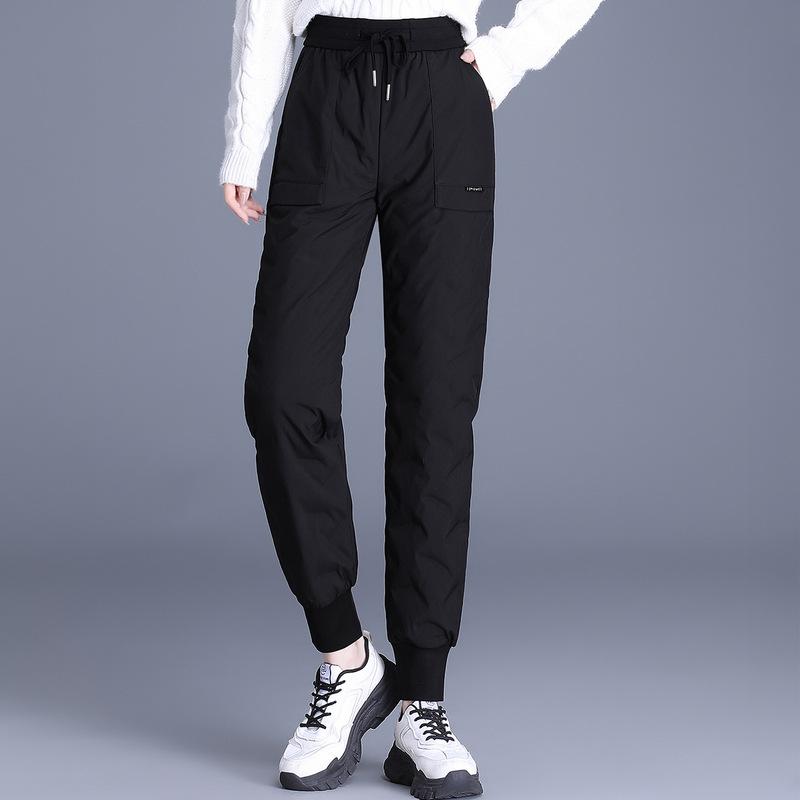 

Women s Down Pants for Outerwear, Fashionable Down Pants, High-end Winter Warm Pants with Added Down XL чорний