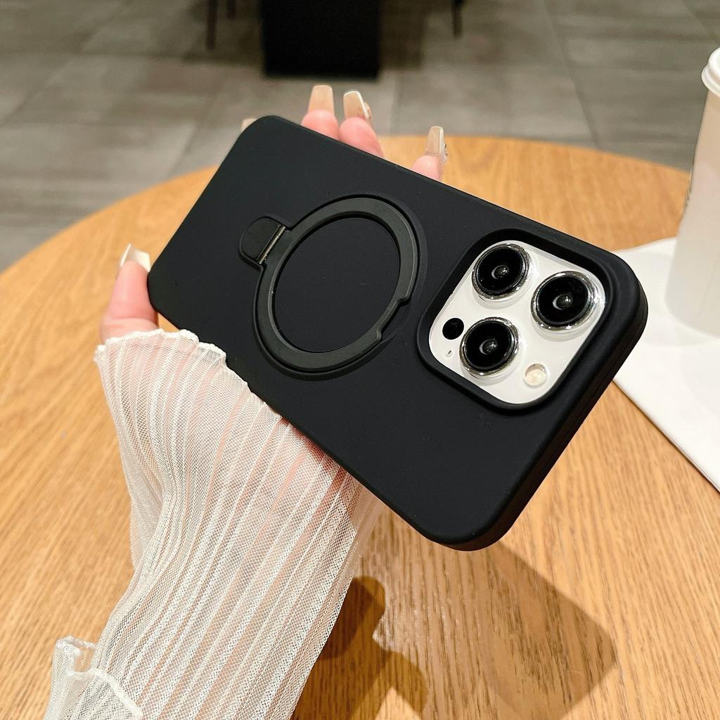Magnetic pivot bracket is suitable for Apple 17promax mobile phone case iphone16 liquid silicone anti-drop protective cover.