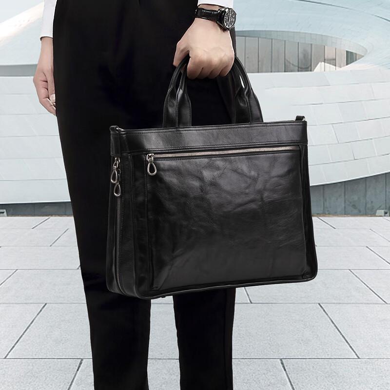 SCHWARZETIENNE Men's Genuine Leather Business Briefcase