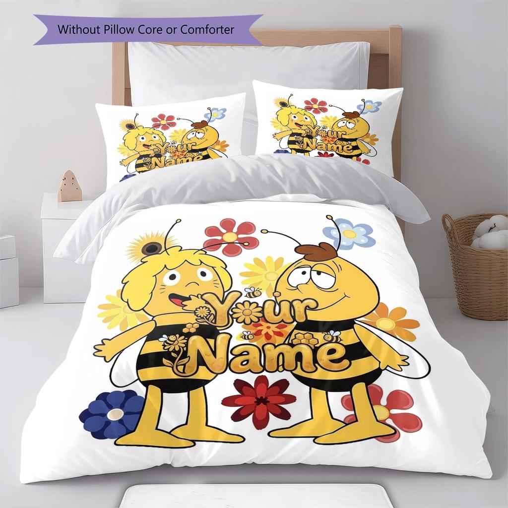 Artwork Custom Name Pattern Bedding Quilt Set Quilt Cover Pillowcase Home Birthday Gift(1 * Duvet Cover + 2 * Pillowcase, Without Core)