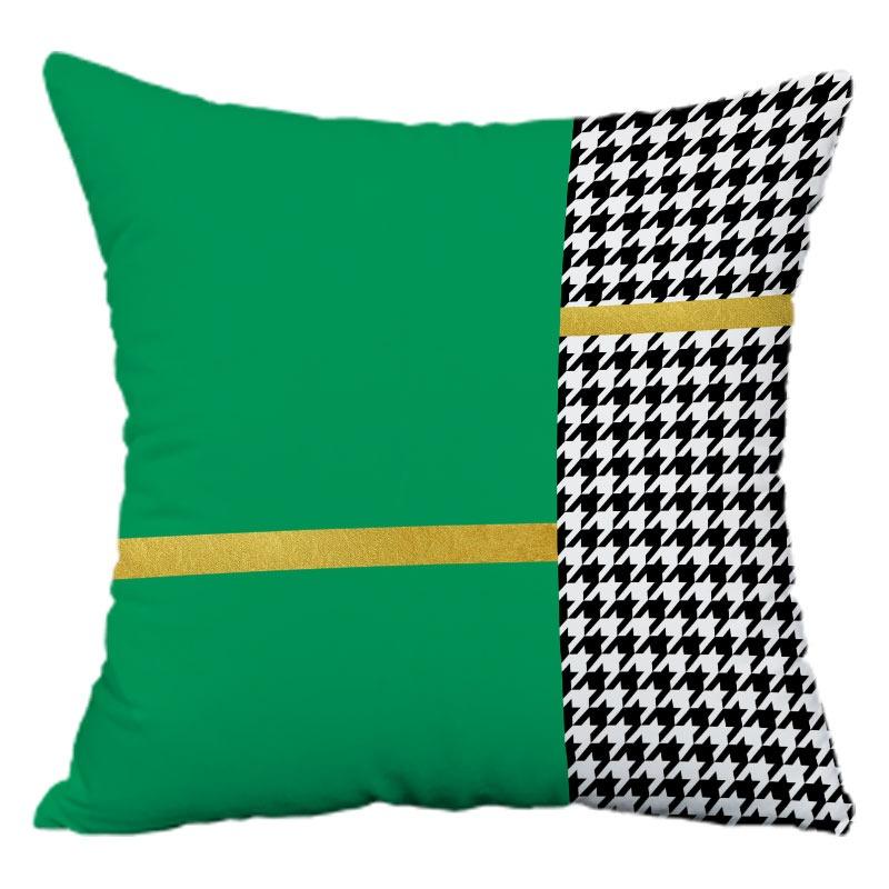 Green and Yellow Geometric Pillowcase Dormitory Decoration Office Living Room Sofa Home Pillowcase