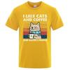 I Like Cats And Coffee Street Funny T-Shirt For Men Fashion Casual Loose Cotton Clothing Crewneck Breathable Tshirt Hip Hop Tees