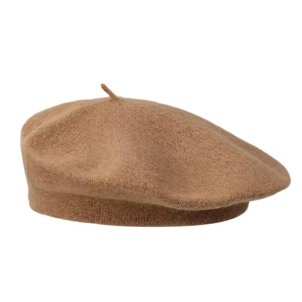 Soft Beret Hat Knitted Beanie Cap Streetwear Wool Painter Hat Daily Outfit