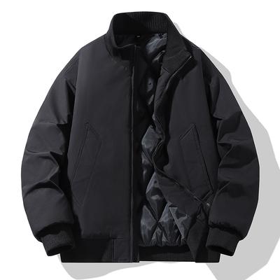 Stand Up Collar Down Cotton Jacket for Men In Winter, Loose Oversized Cotton Jacket with Added Velvet and Thick Coat, Men's Cotton Jacket