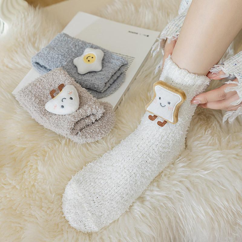 Cartoon Doll Socks Women'S Thickened Warm Coral Fleece Home Sleeping Socks Cute Women'S Socks
