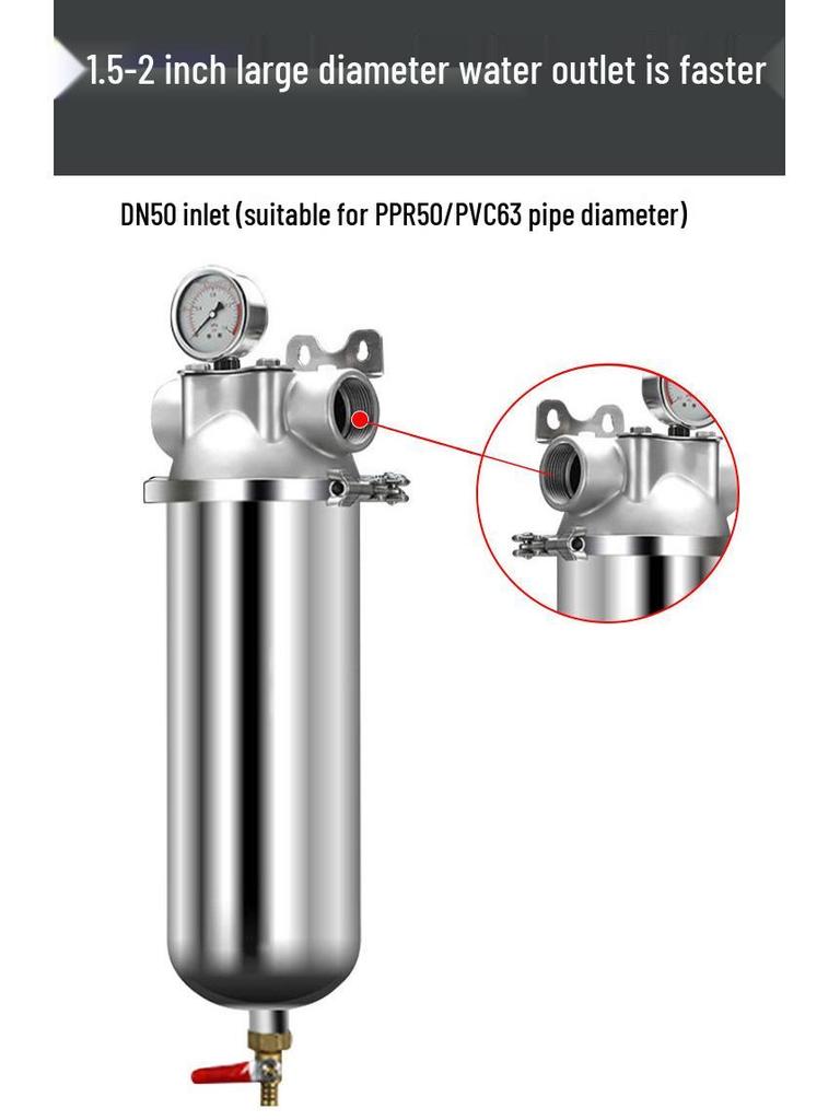 Stainless Steel High Flow Sediment Pre-filter for Whole House and Commercial Use