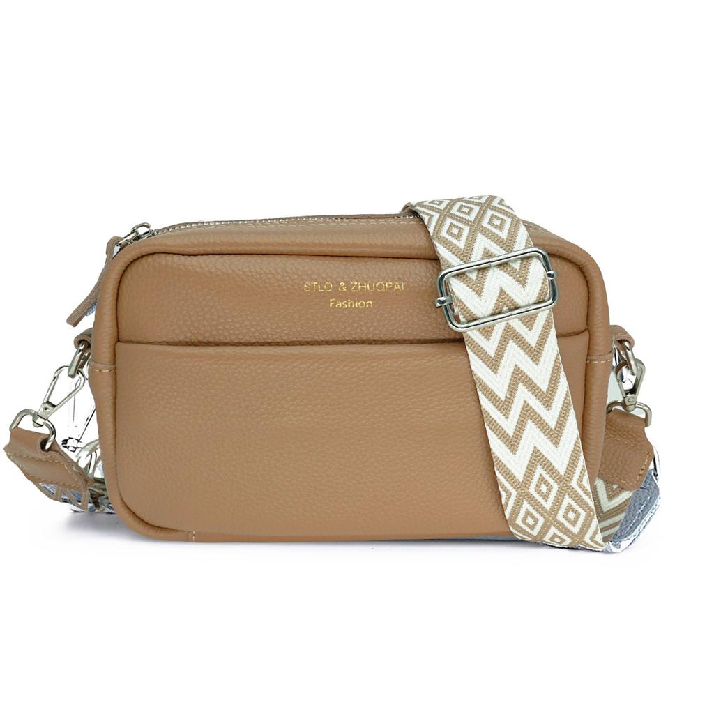 Äkta Läder Damväskor Tide Mode Enkel Axelremsväska Crossbody Huvudlager Nötskinn Liten Fyrkantig Väska