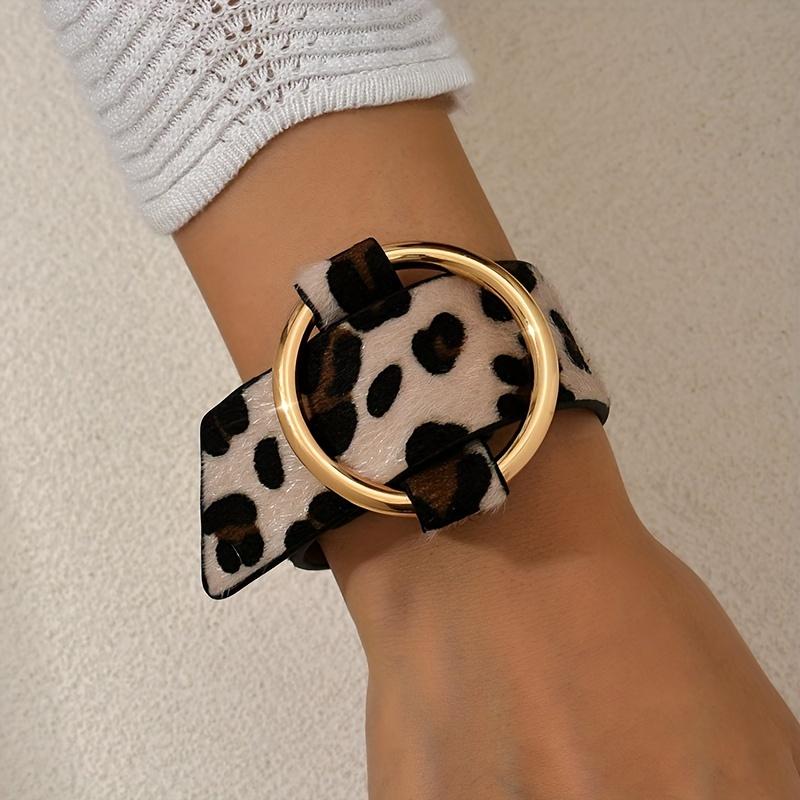 1PC Elegant Long Geometric Leopard Print Women's Bracelet, PU Leather, Daily Wear