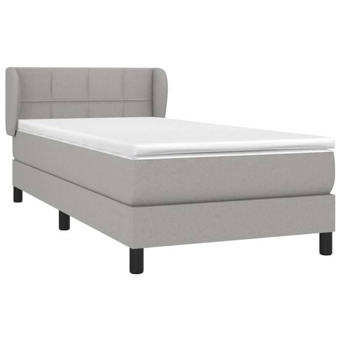 3126213 vidaXL Divan Bed with Mattress Light Grey 90x200 Cm Fabric