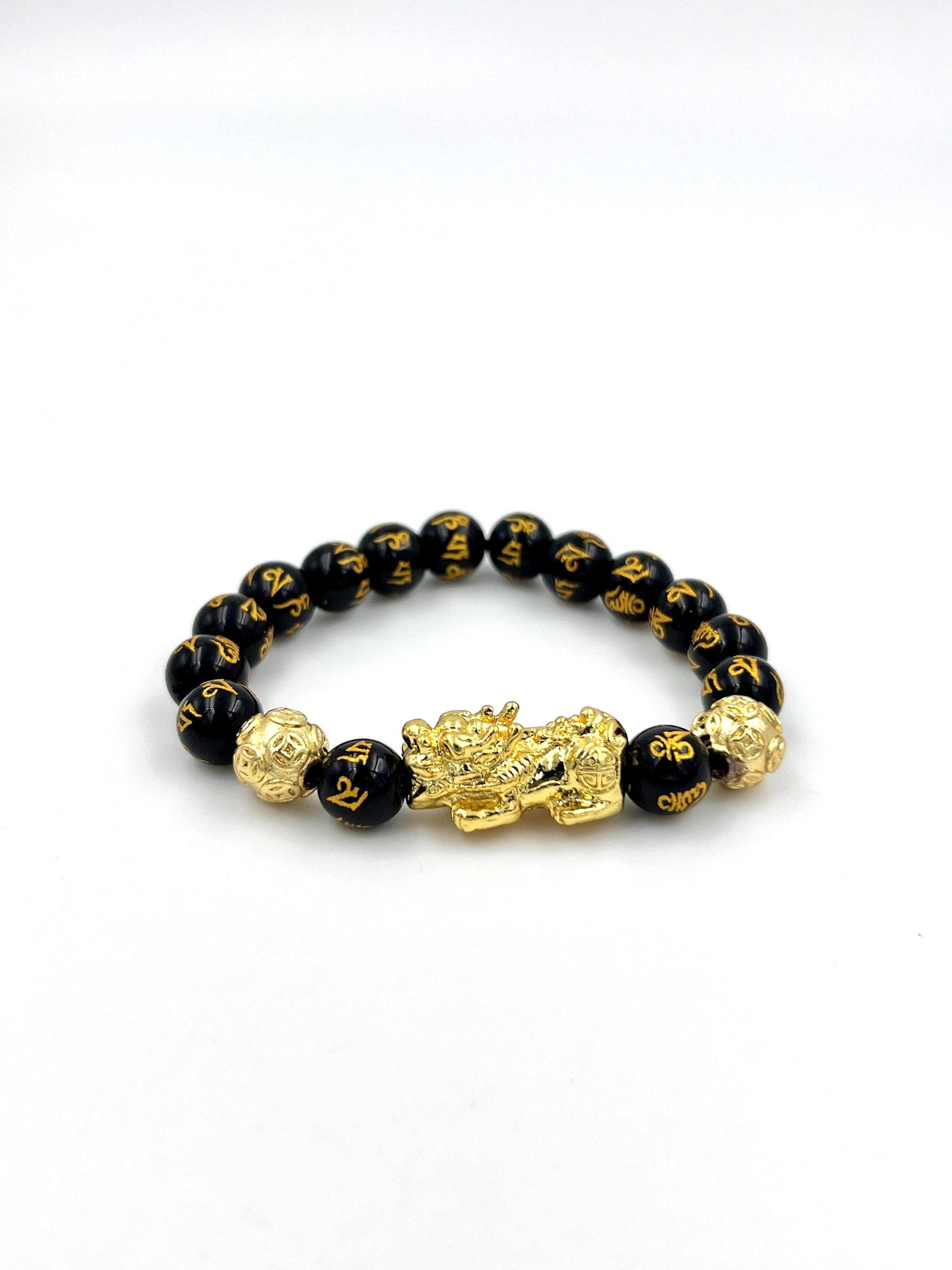 

Black Beaded Bracelet with Gold Dragon Charm Wealth & Protection Feng Shui Jewelry| Spiritual Protection Bracelet| Powerful Feng Shui Gift for Men чорний/золотистий