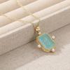 Exquisite and Elegant Square Pendant Necklace, Women's Retro Imitation Pearl Jewelry, Perfect Family Christmas Gift