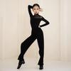 Nationalstandard Tanzanzug Kleidung Mädchen Latein Übungskleidung Schwarze Oberteile Hosen Lange Ärmel Ballsaal Tanz Trainingsoutfits Set