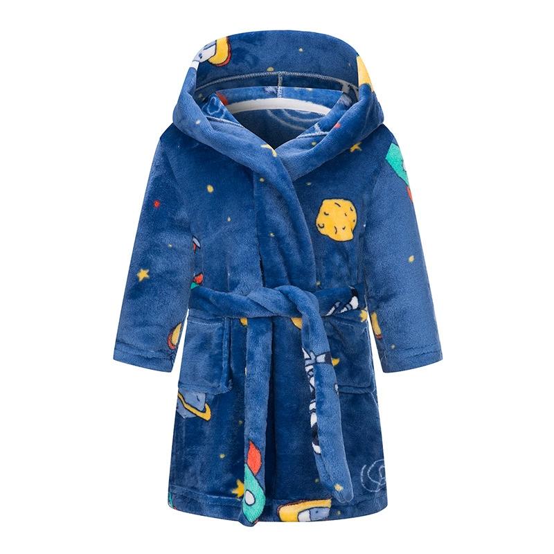 2-14 Years Autumn Winter Bathrobe Kids Sleepwear Robe Children Bath Robe Warm Soft Pajamas for Girls Boys Teenage Flannel Robe