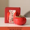 Charming Persimmon Ruyi Ceramic Tea Box & Mini Candy Jar Gift Set